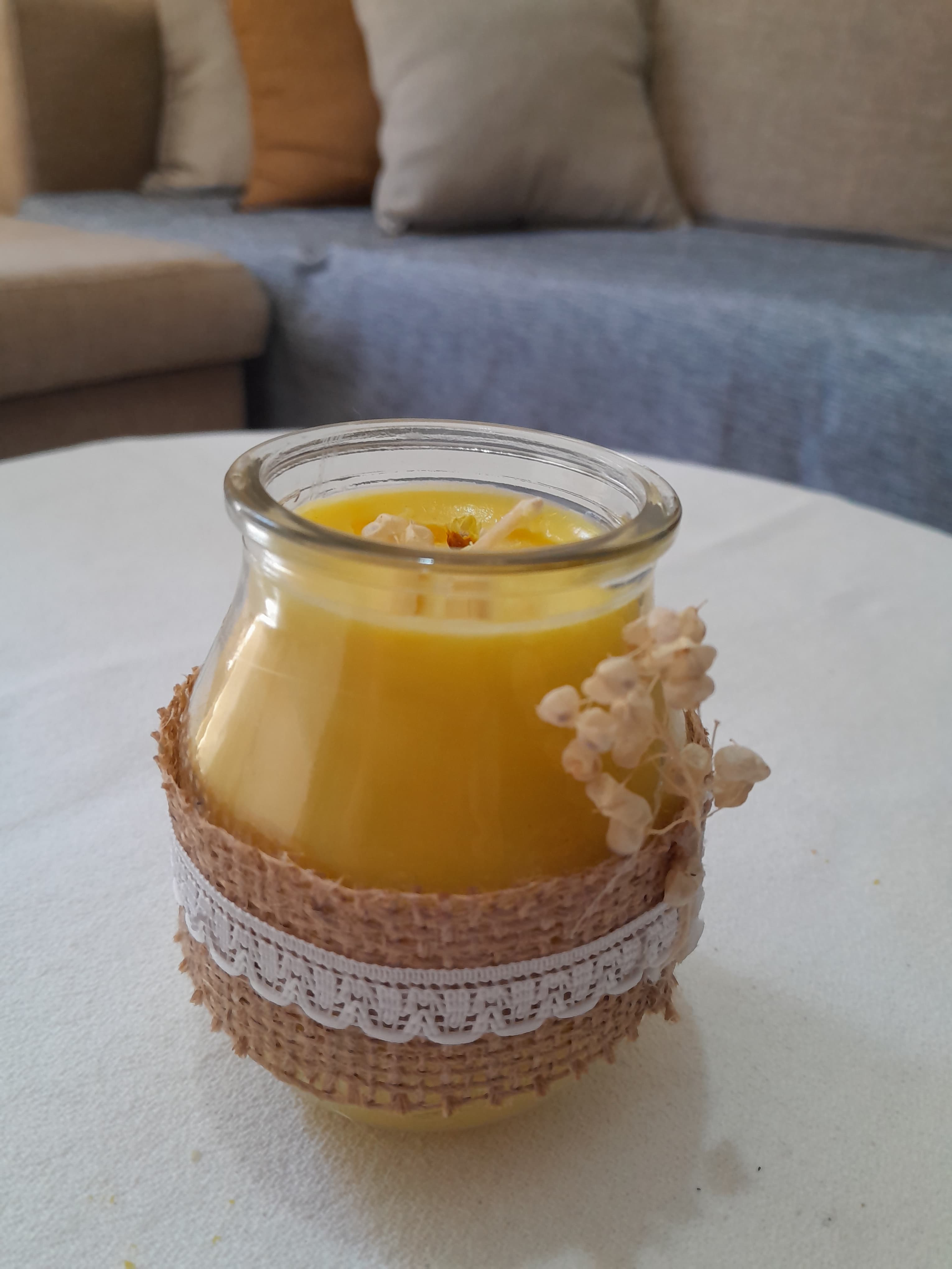 Vela en Frasco con decoración 2