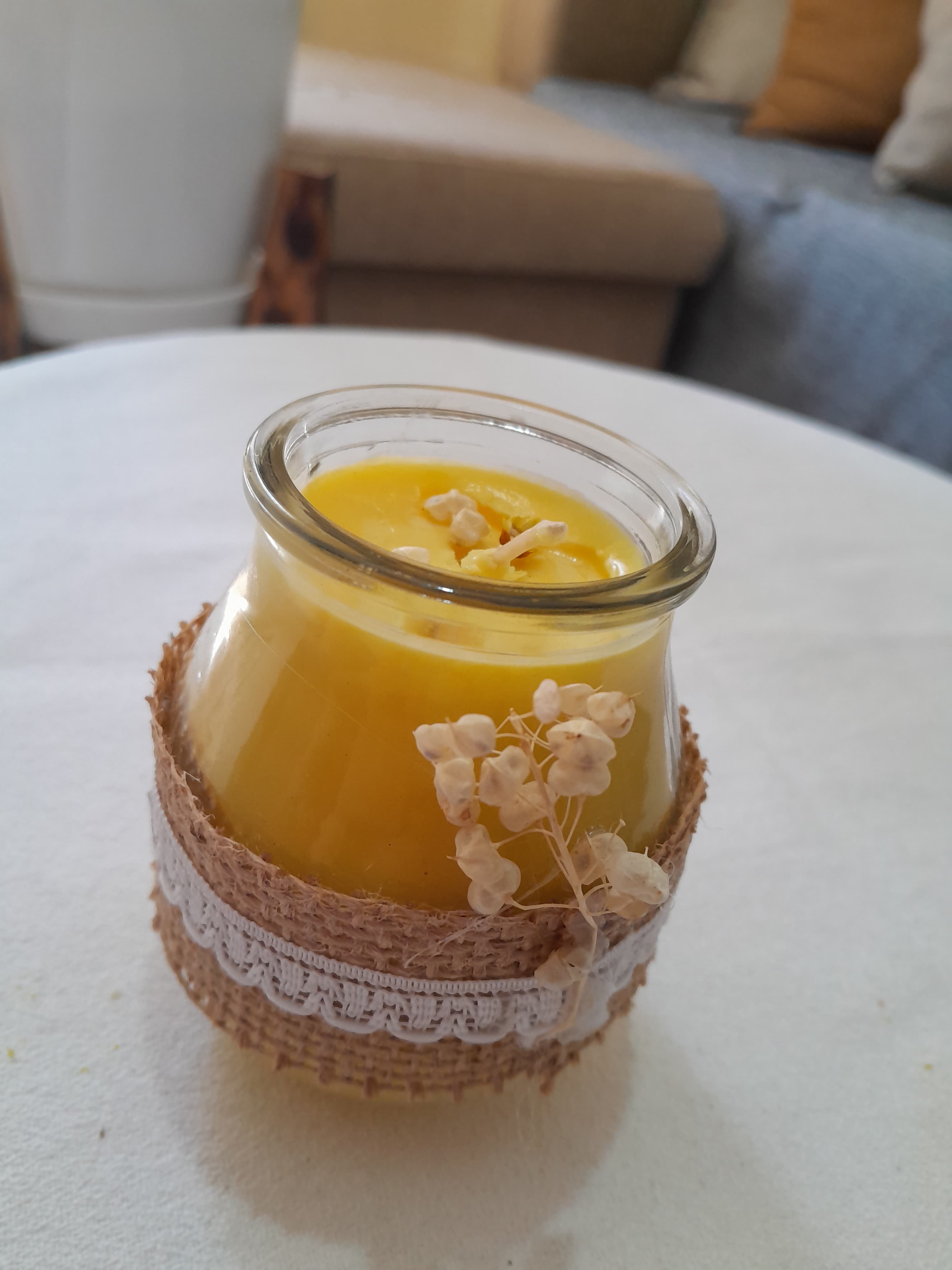 Vela en Frasco con decoración 3