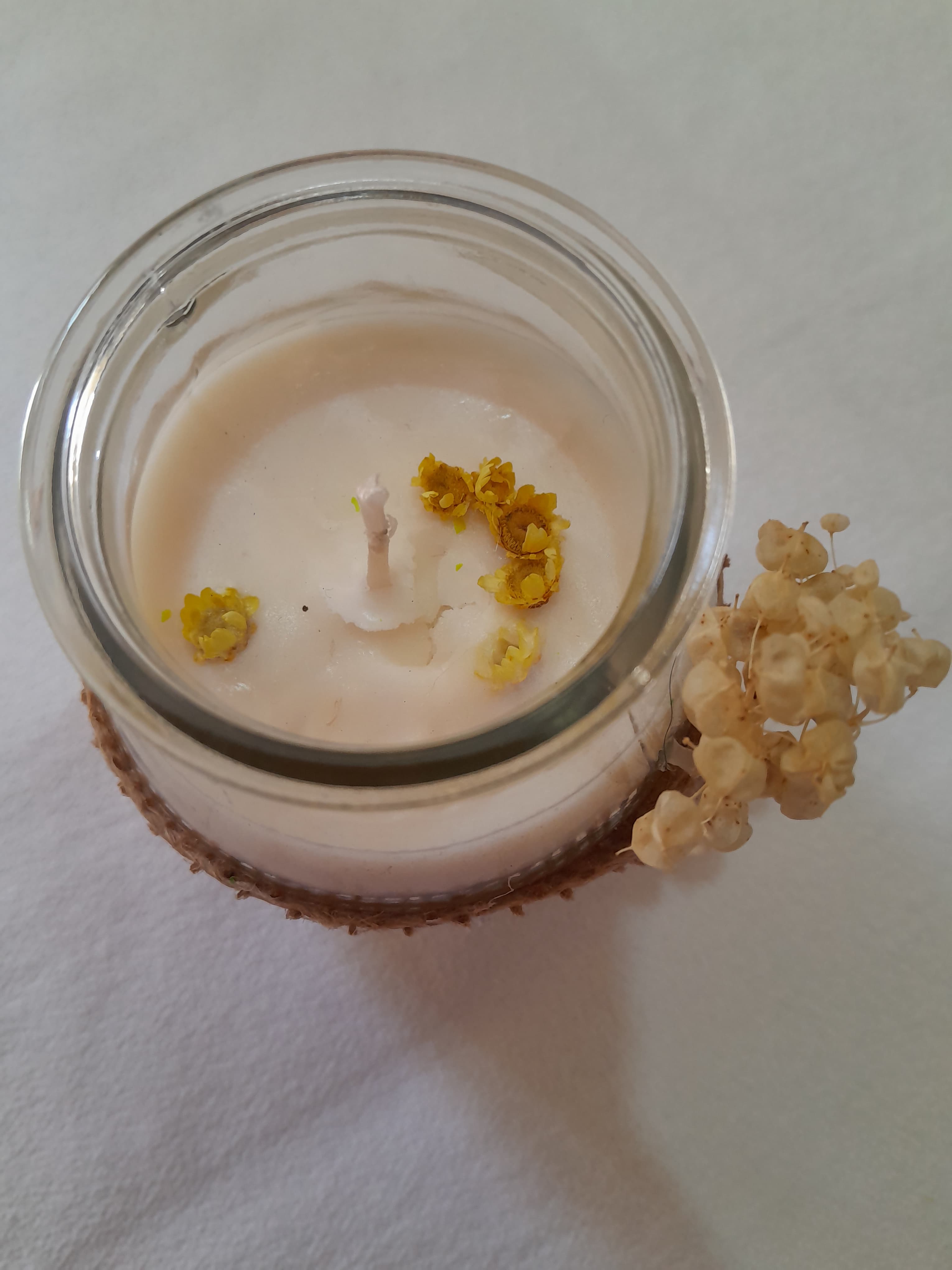 Vela en Frasco con decoración 2