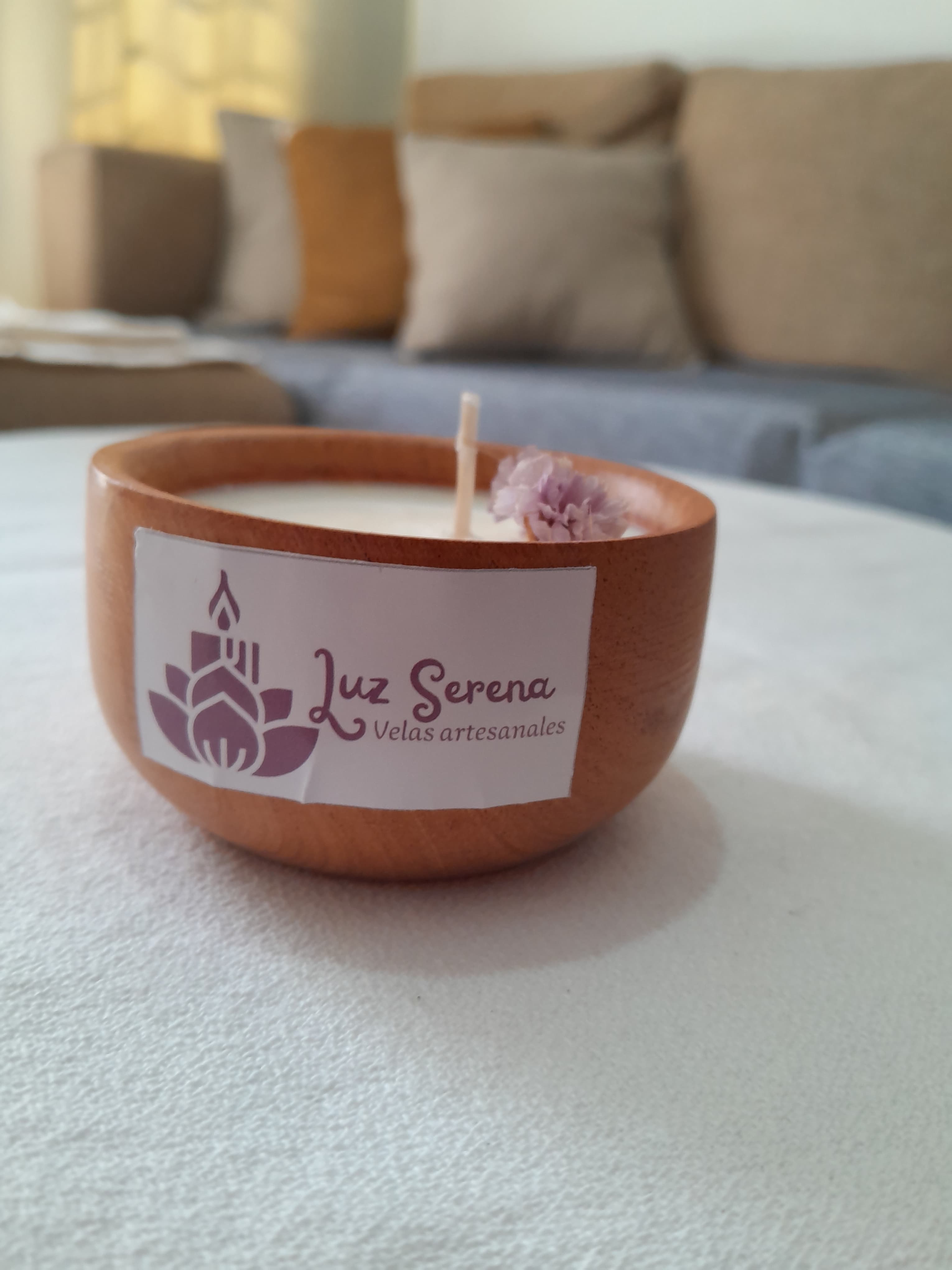 Vela en cuenco de madera - MEDIANO 0