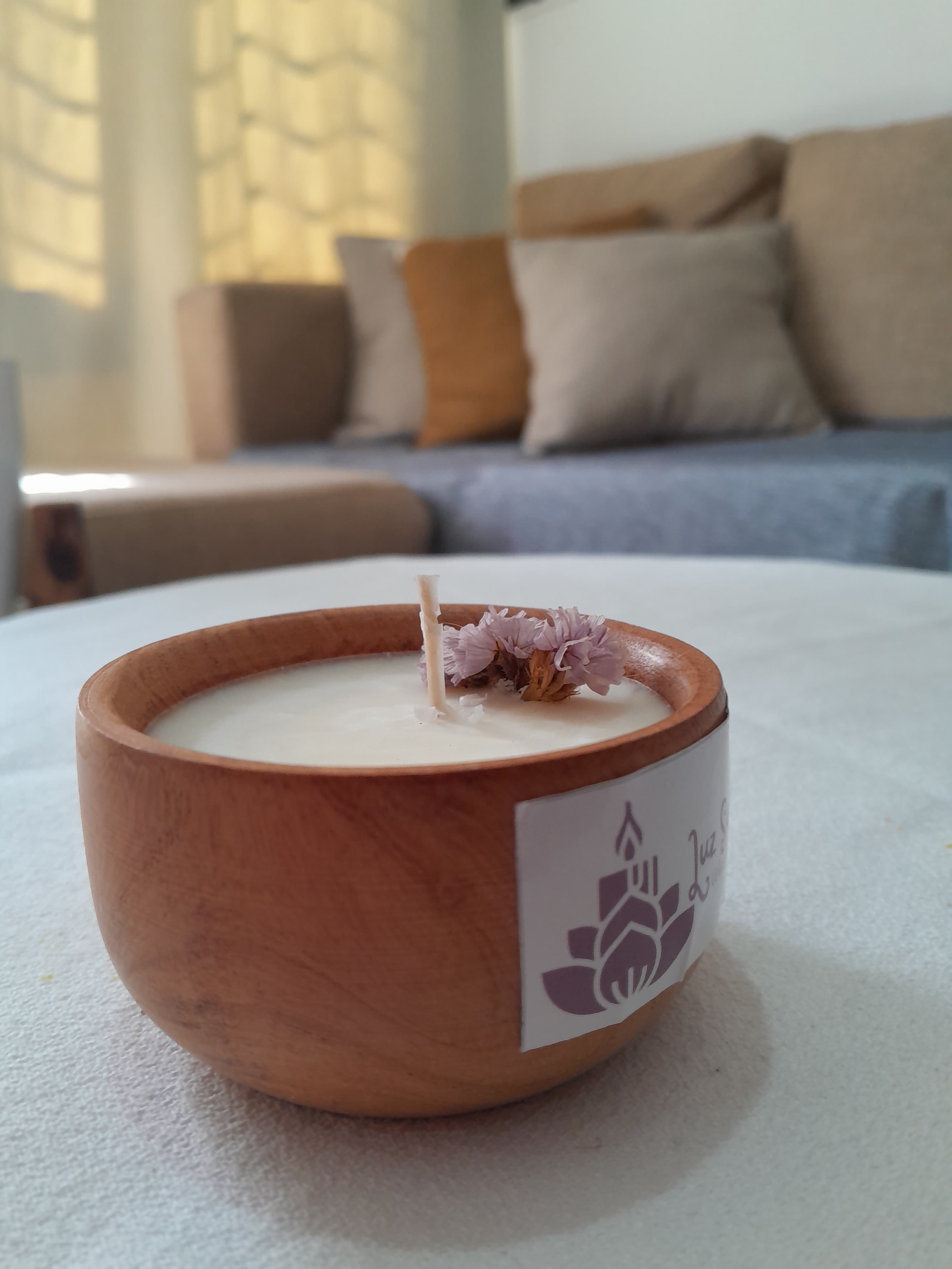 Vela en cuenco de madera - MEDIANO 1