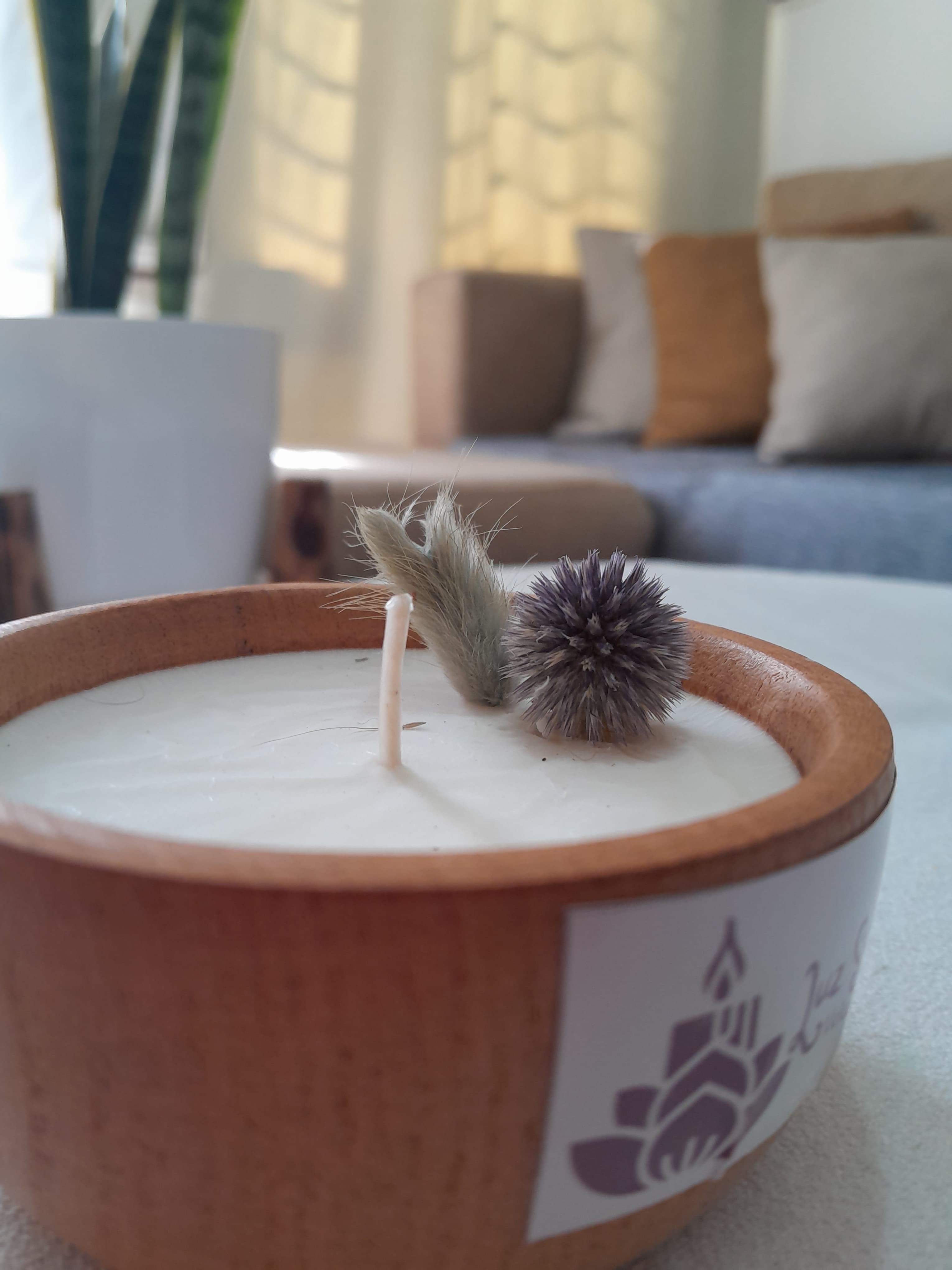 Vela en cuenco de madera - GRANDE 0