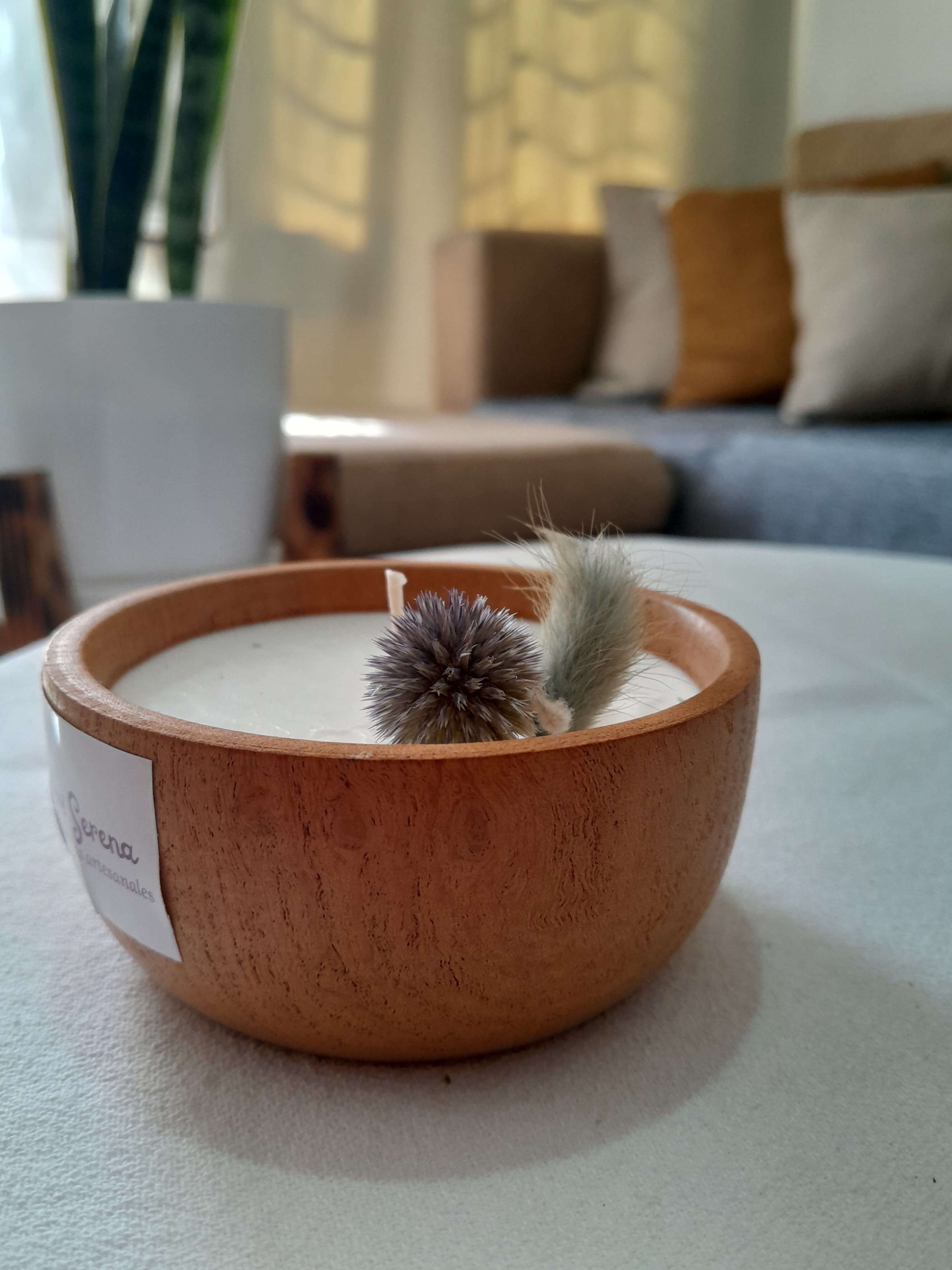 Vela en cuenco de madera - GRANDE 1