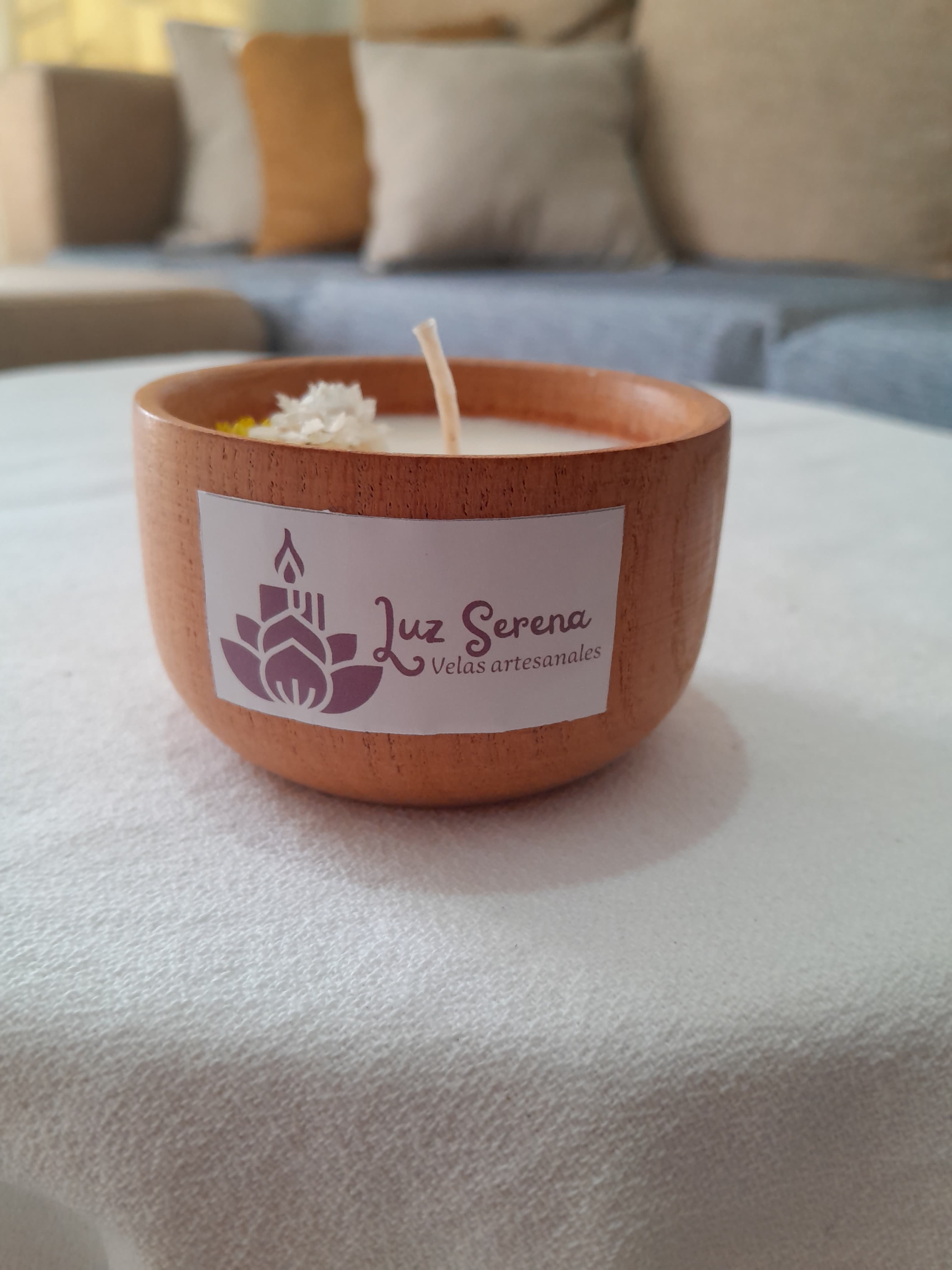 Vela en cuenco de madera - CHICO 0