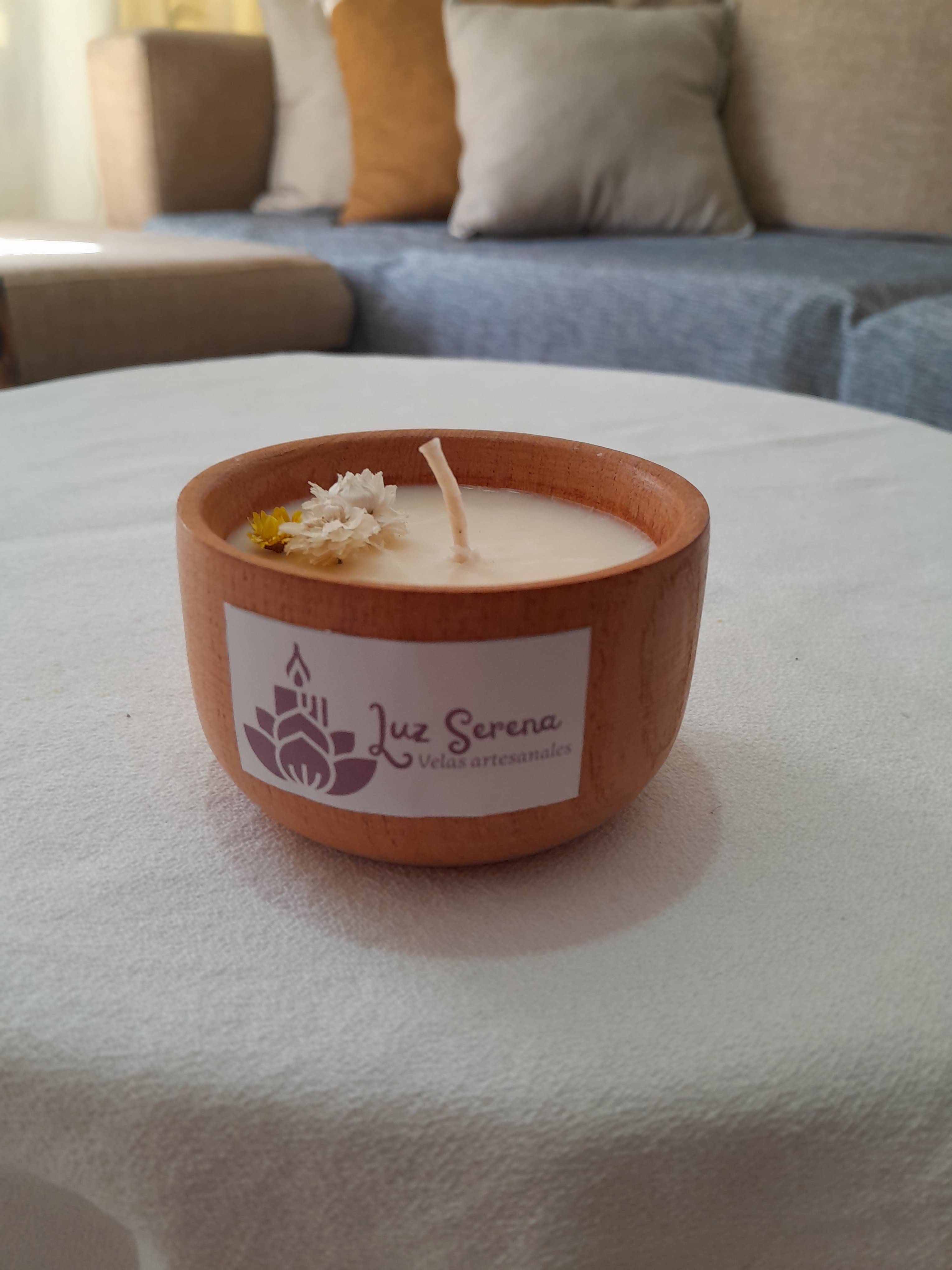 Vela en cuenco de madera - CHICO 1