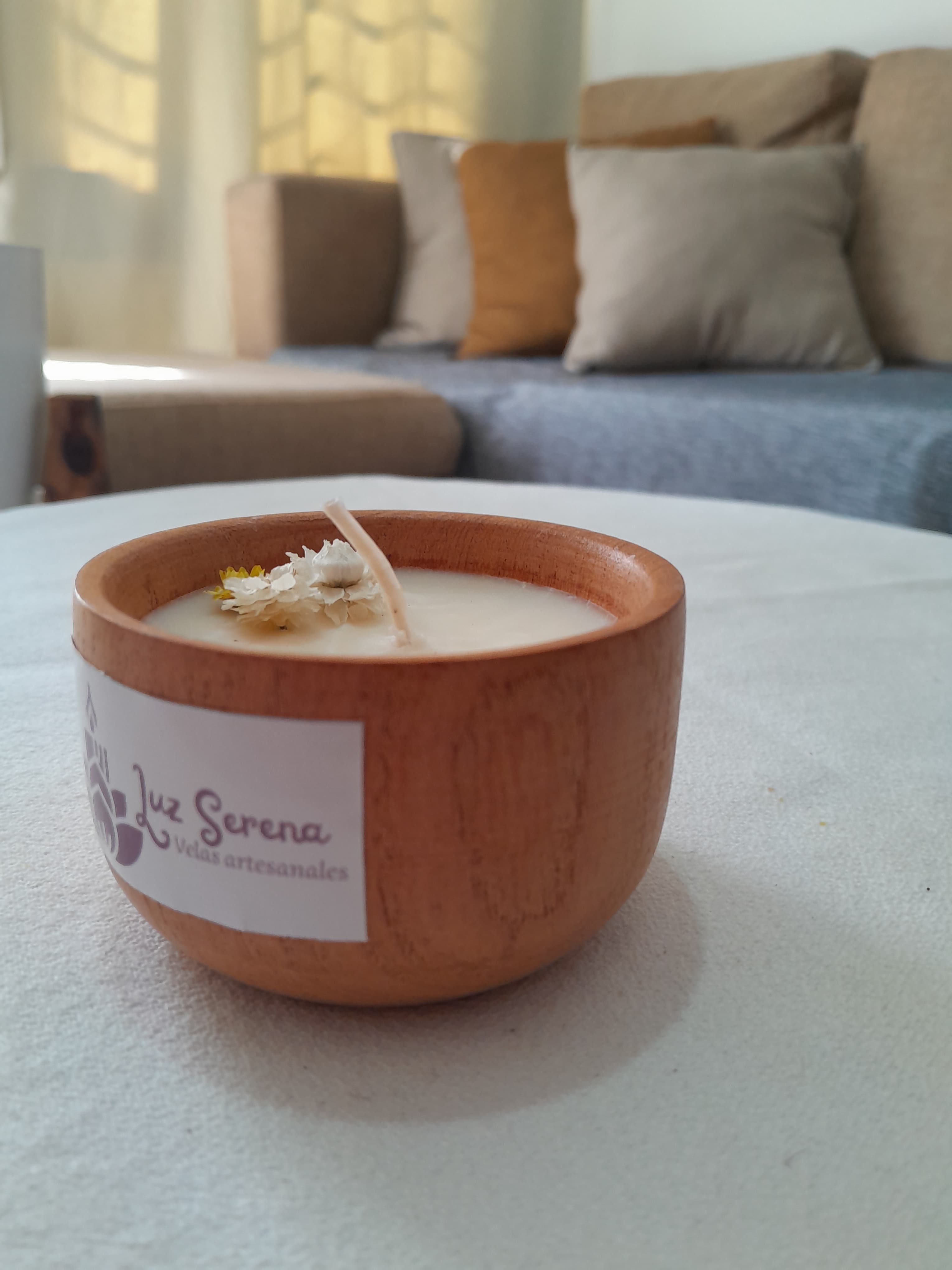 Vela en cuenco de madera - CHICO 2