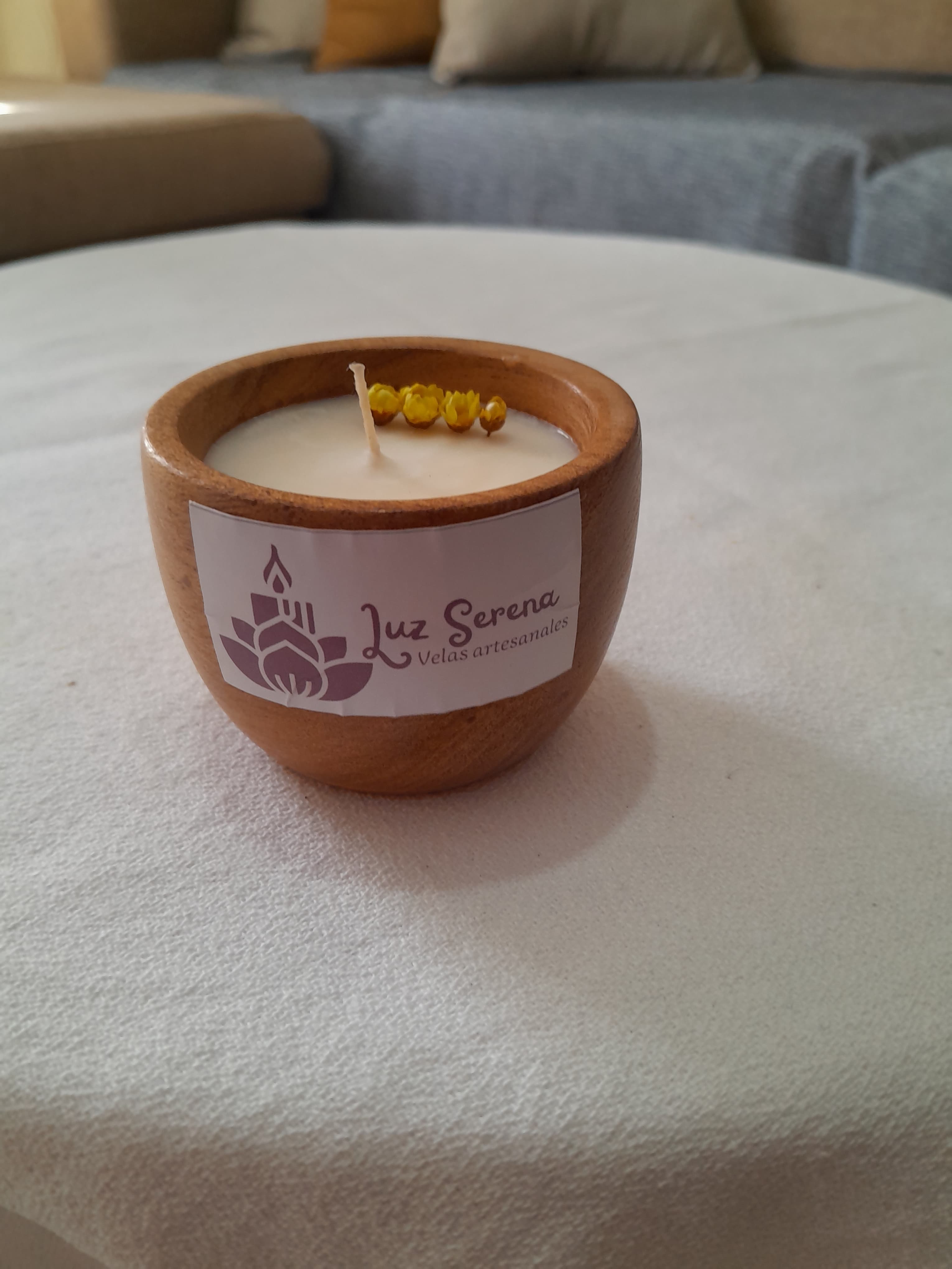Vela en cuenco de madera - CHICO 0