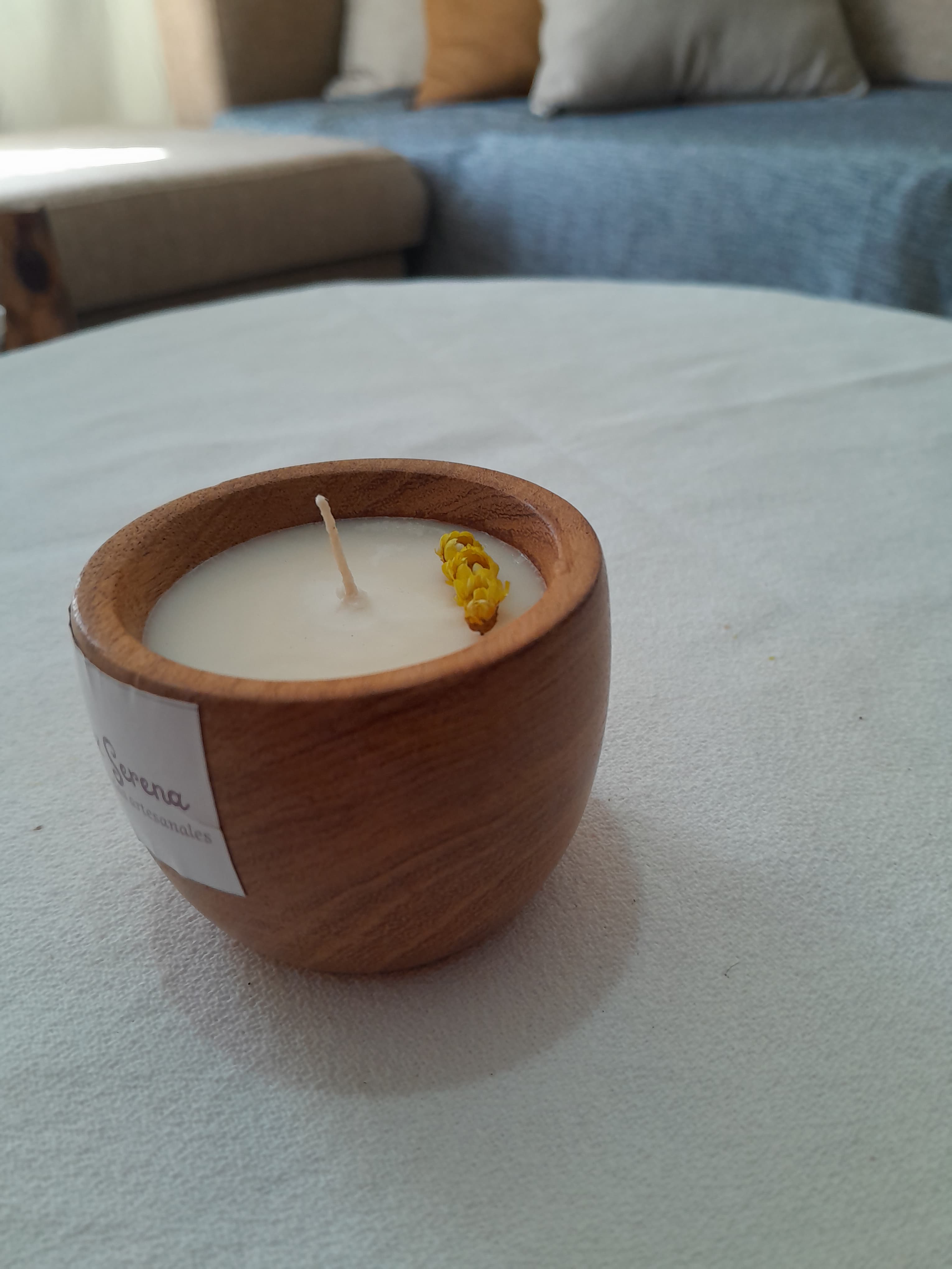 Vela en cuenco de madera - CHICO 1