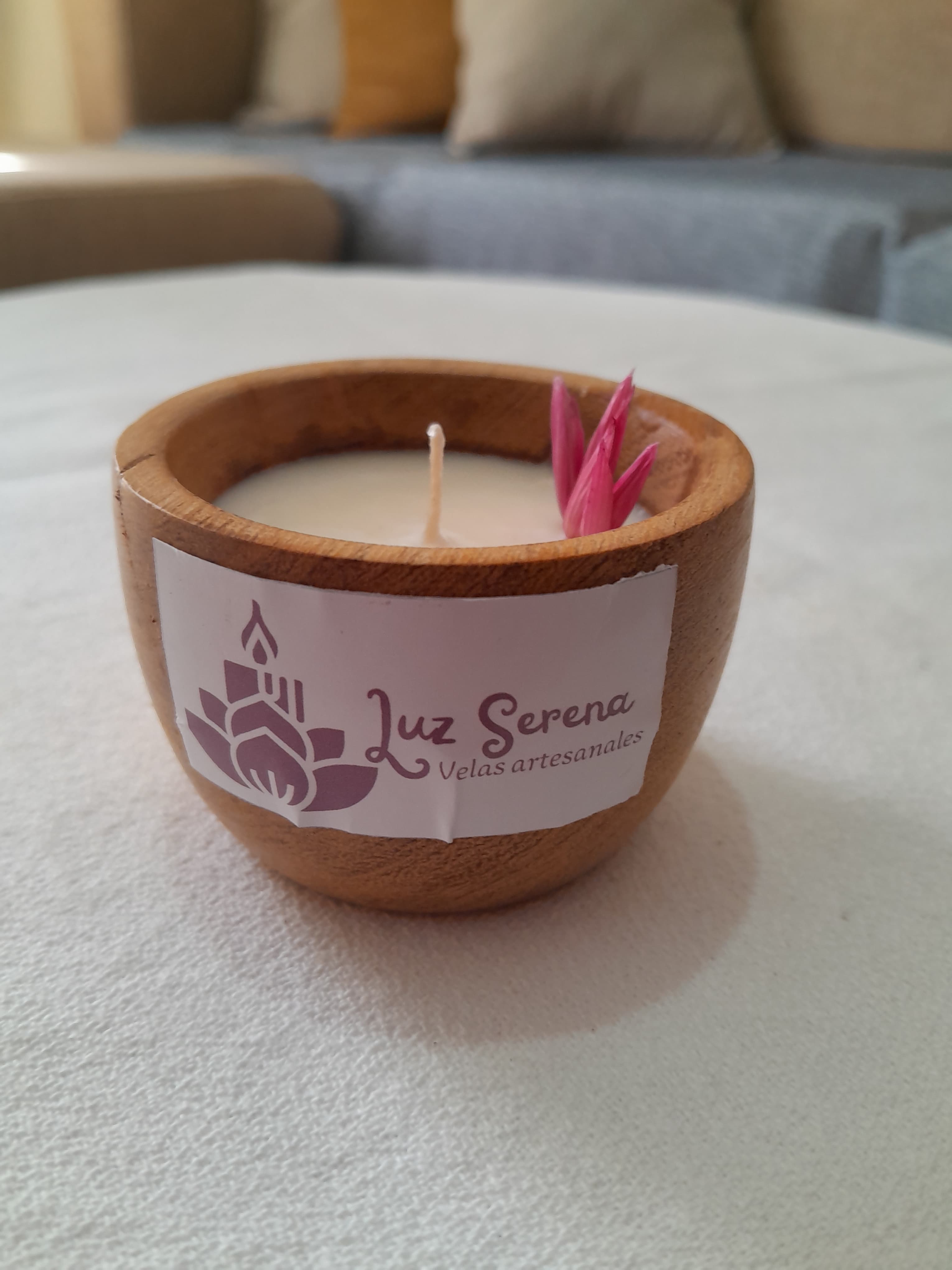 Vela en cuenco de madera - CHICO 0