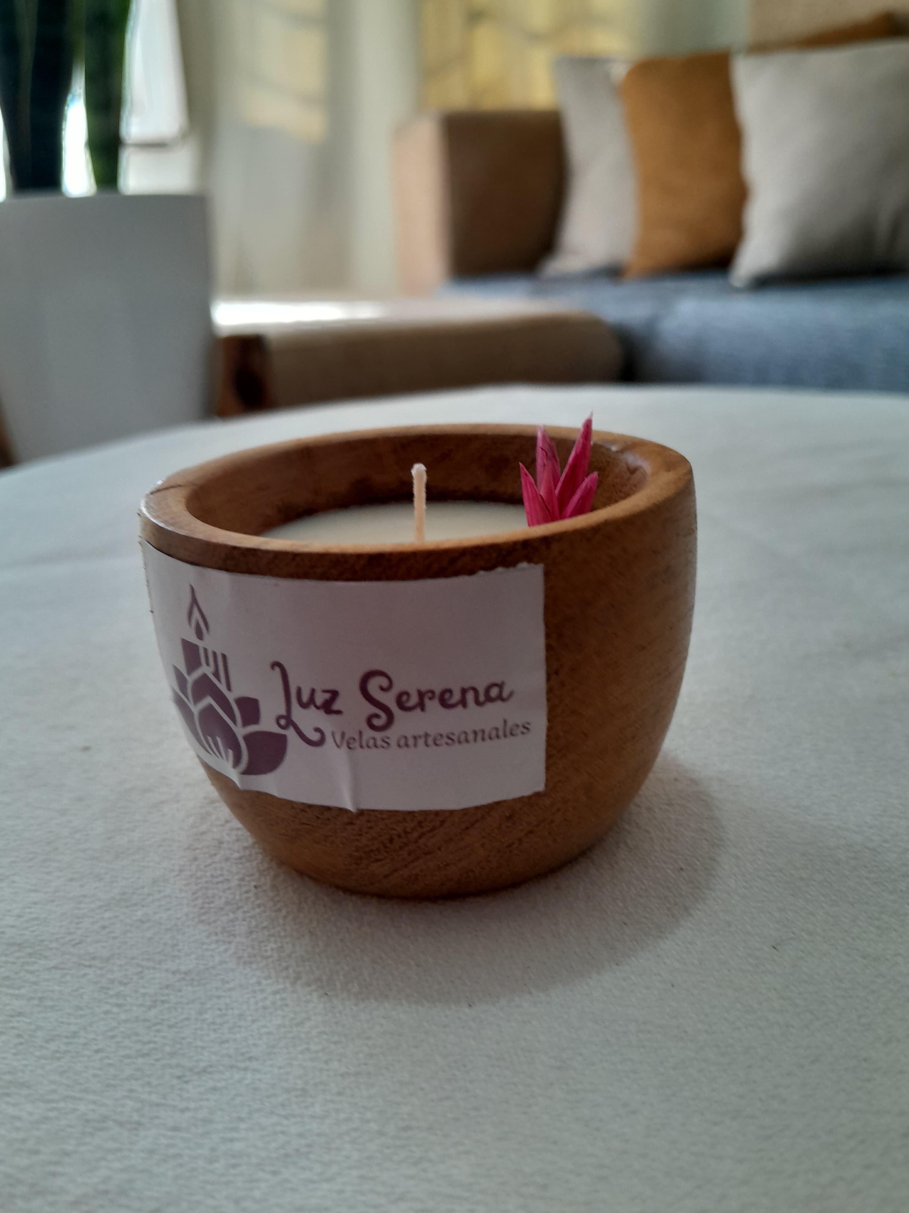 Vela en cuenco de madera - CHICO 1