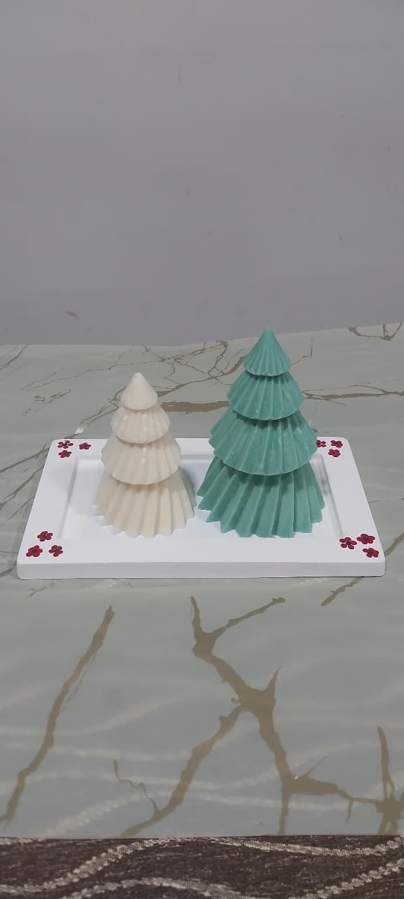Velas Arboles con Bandeja de Yeso 1