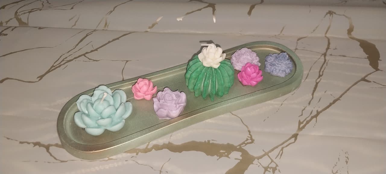 Bandeja de Yeso con Velas 0