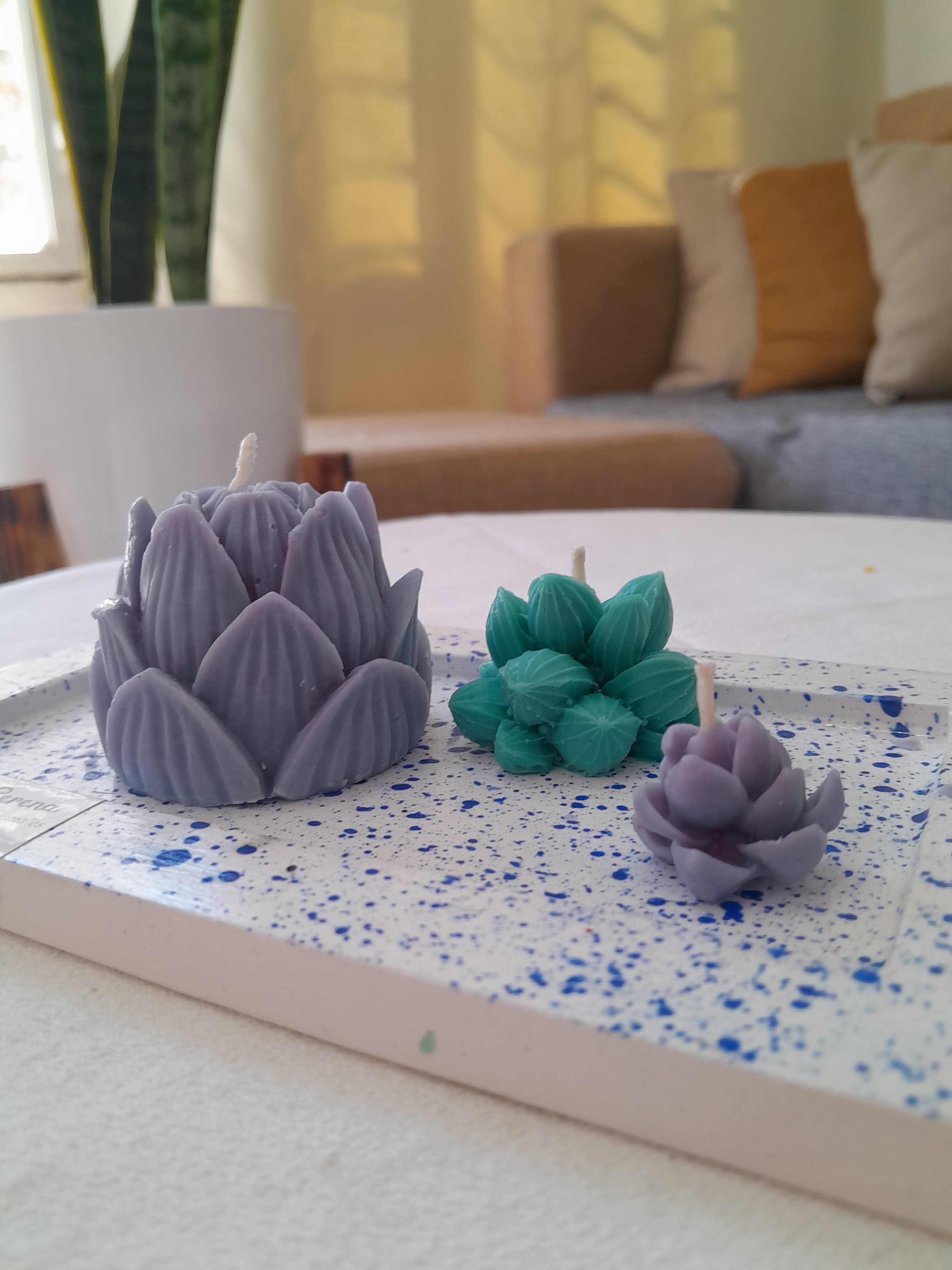 Velas con Bandeja de Yeso 2