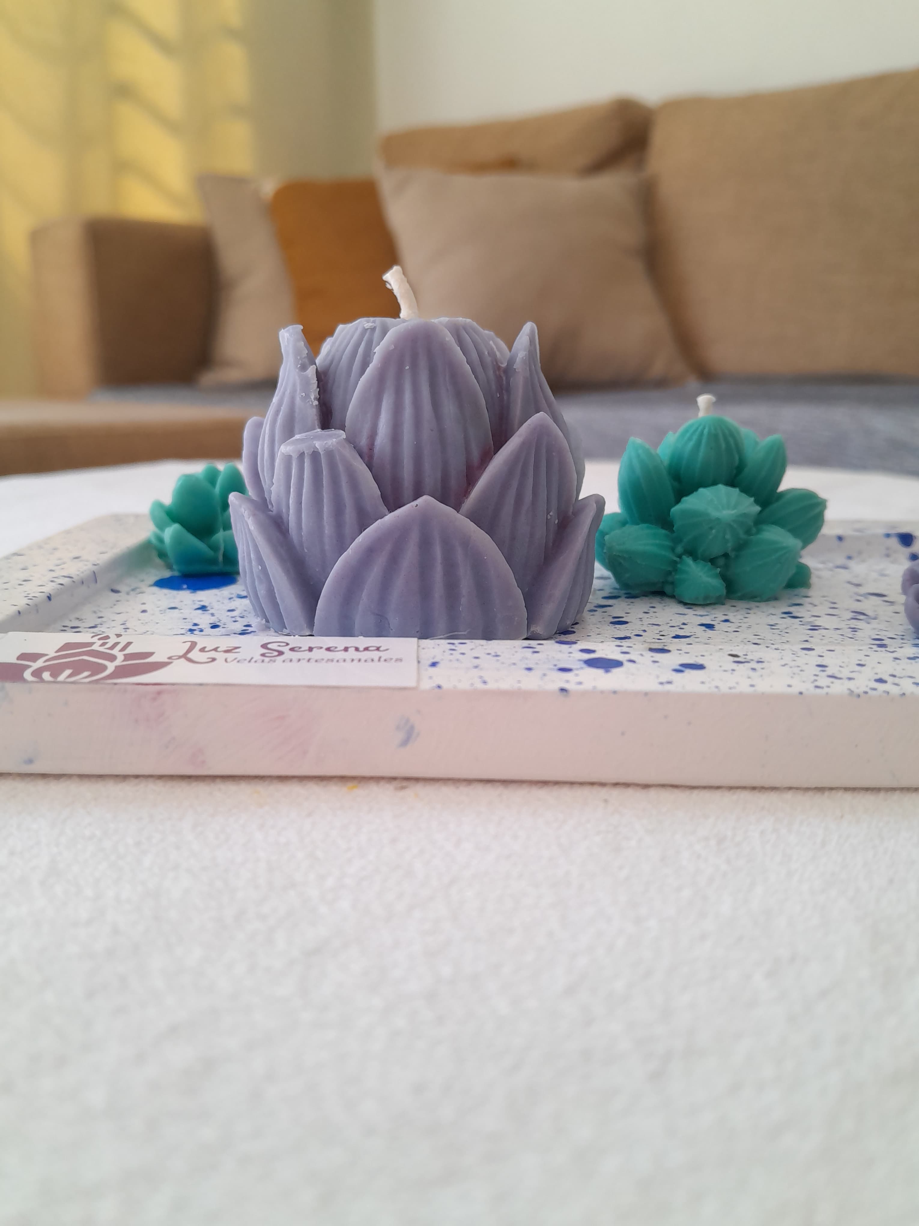 Velas con Bandeja de Yeso 3